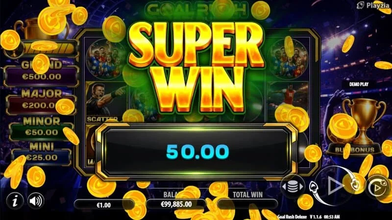 Goal Rush Deluxe - super vitória final com Grand Jackpot